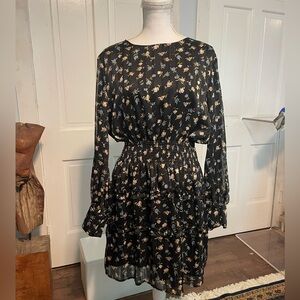 NWT Missguided Plus Mini Dress with Shirred Waist in Black Floral